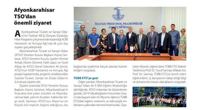 ATSO'NUN FAALİYETLERİ TOBB EKONOMİK FORUM DERGİSİ'NDE