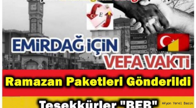 BEB'den Emirdağ'a 700 Yardım Kolisi