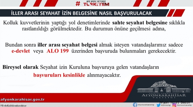İller Arasi Seyahat İzin Belgesine Nasıl Başvurulacak