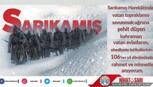  Başkan Sarı dan Sarıkamış Şehitlerini Anma Mesajı