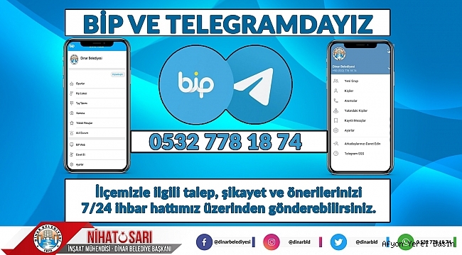 Dinar Belediyesi BİP ve TELEGRAM’da
