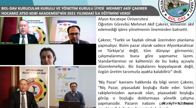ATSO KOBİ AKADEMİSİ’NİN 2021 YILINDAKİ İLK EĞİTİMİ DÜZENLENDİ