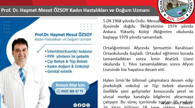 Prof. Dr. Haşmet Mesut ÖZSOY Kimdir:
