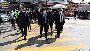 Emirdağ'da yaya geçitlerine 'kırmızı çizgi' uygulaması 