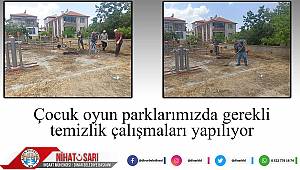 Dinar Çocuk oyun parklarında temizlik çalışmaları yapılıyor