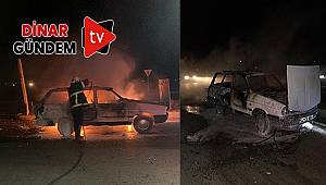 Dinar'da Otomobil Alevler İçinde Kaldı