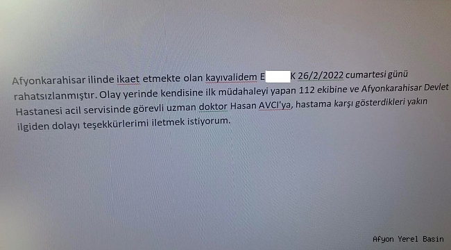 112 Ekibine CİMER Vasıtasıyla Teşekkür