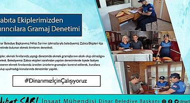  Dinar Belediyesi Zabıta ekipleri fırınlara gramaj denetimi yaptı