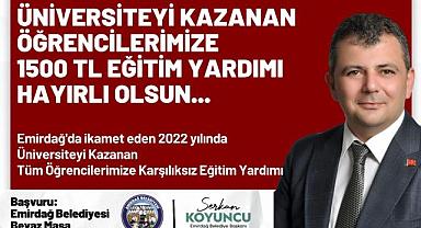 Emirdağ Belediyesi'nden Üniversiteyi Kazanan Öğrencilere Geri Ödemesiz Eğitim Yardımı
