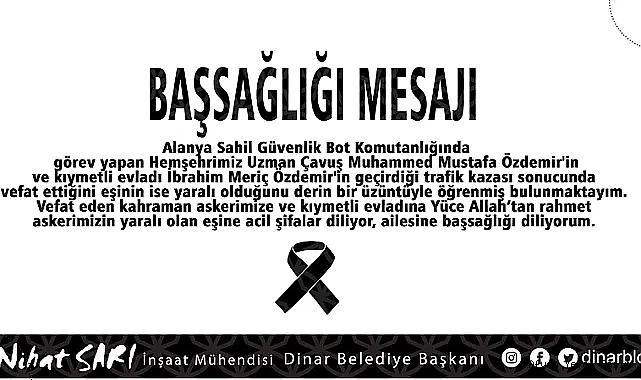 Belediye Başkanı Nihat Sarı'dan Başsağlığı Mesajı