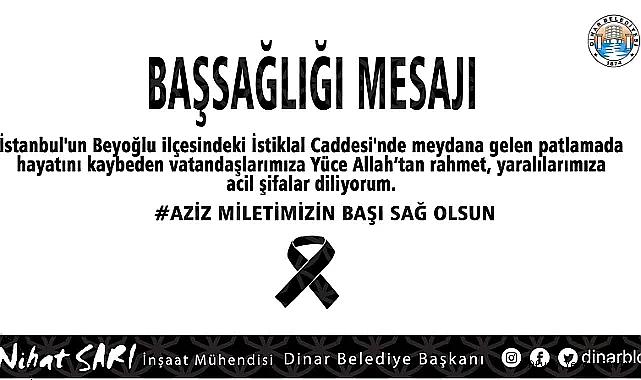 Başkan Nihat Sarı'dan Patlamada Hayatını Kaybedenler İçin Başsağlığı Mesajı