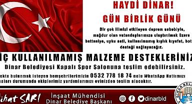 Dinar Belediyesinden Deprem olan İllere Yardım Kampanyası