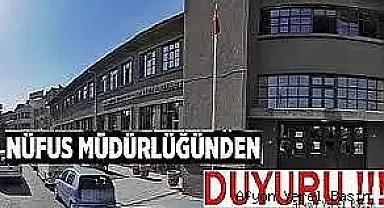 İL NÜFUS MÜDÜRLÜĞÜNDEN DUYURU.!!
