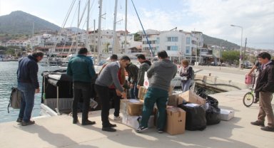 Sömbeki Adası'ndan Datça'daki depremzedeler için 62 koli yardım malzemesi