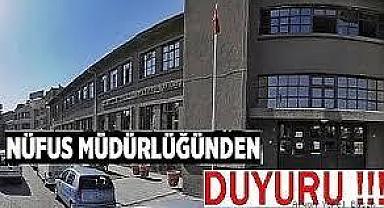 AFYON NÜFUS MÜDÜRLÜĞÜNDEN DUYURU.!
