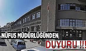 AFYON NÜFUS MÜDÜRLÜĞÜNDEN DUYURU.!