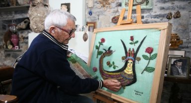 Üç ayda 47 bin toplu iğneyle şahmeran tablosu yaptı
