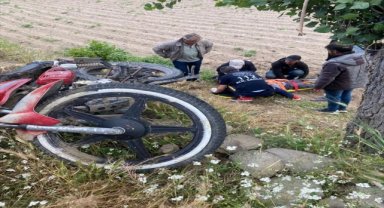 Afyonkarahisar'da ağaca çarpan motosikletteki 2 kişi yaralandı