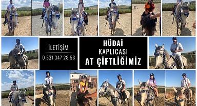 HÜDAİ KAPLICALARINDA BULUNAN AT ÇİFTLİĞİNDE BAYRAM YOĞUNLUĞU YAŞANDI