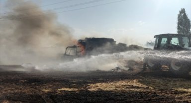 Afyonkarahisar'da saman balyası yüklü kamyonda çıkan yangın hasara yol açtı