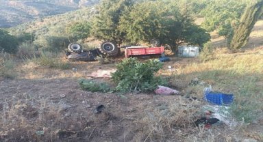 Aydın'da devrilen traktörün sürücüsü öldü, eşi ve çocuğu yaralandı