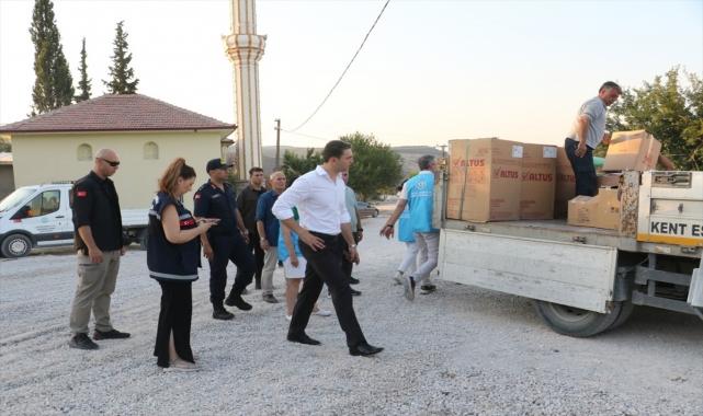 Saruhanlı'da orman yangınından etkilenenlere eşya desteği