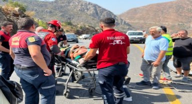 Marmaris'te uçuruma yuvarlanan motosikletteki 2 kişi yaralandı