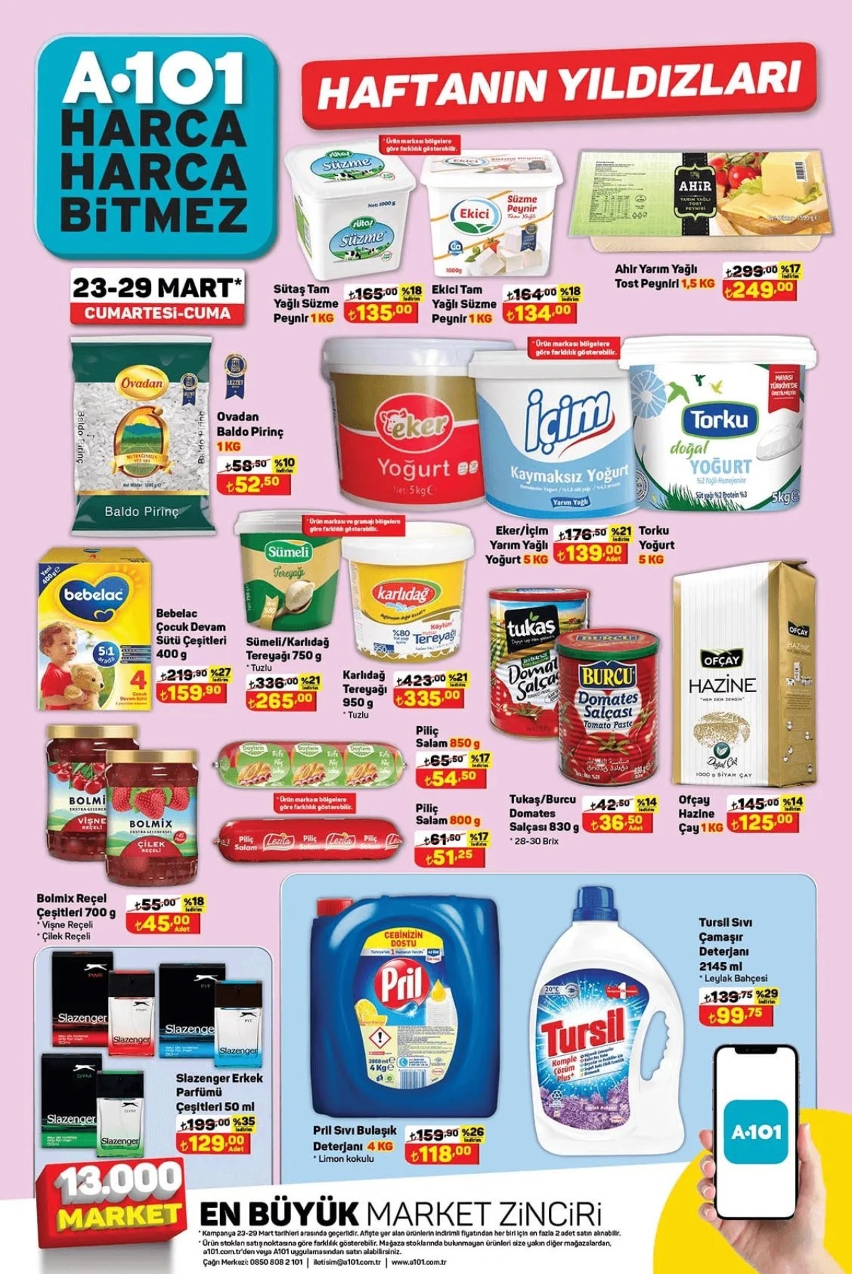 A101 marketlerde 29 Mart'a kadar indirimde olacak olan ürünler