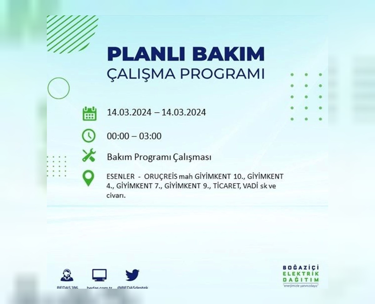 BEDAŞ elektrik kesintisi