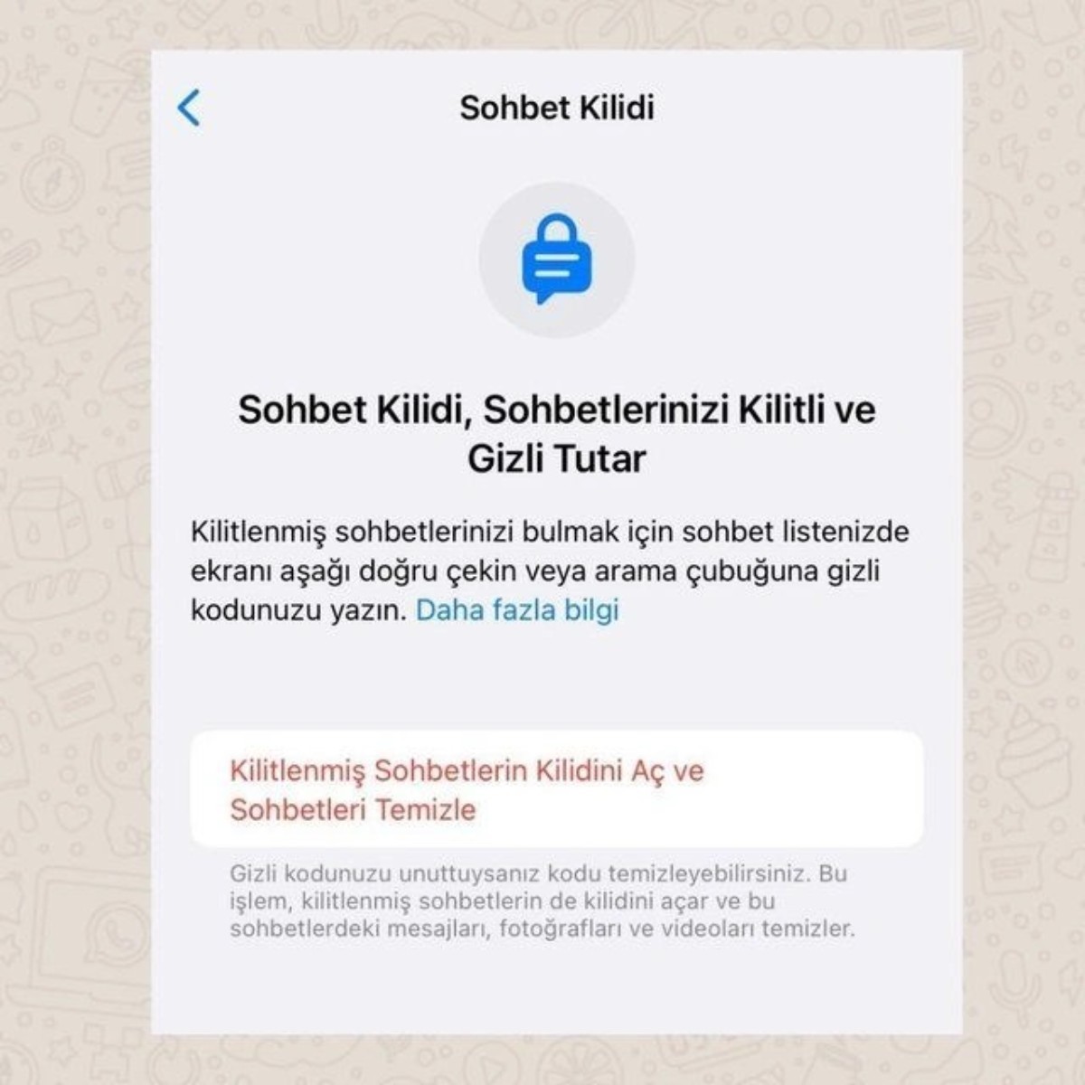 WhatsApp sohbetleri kilitleme