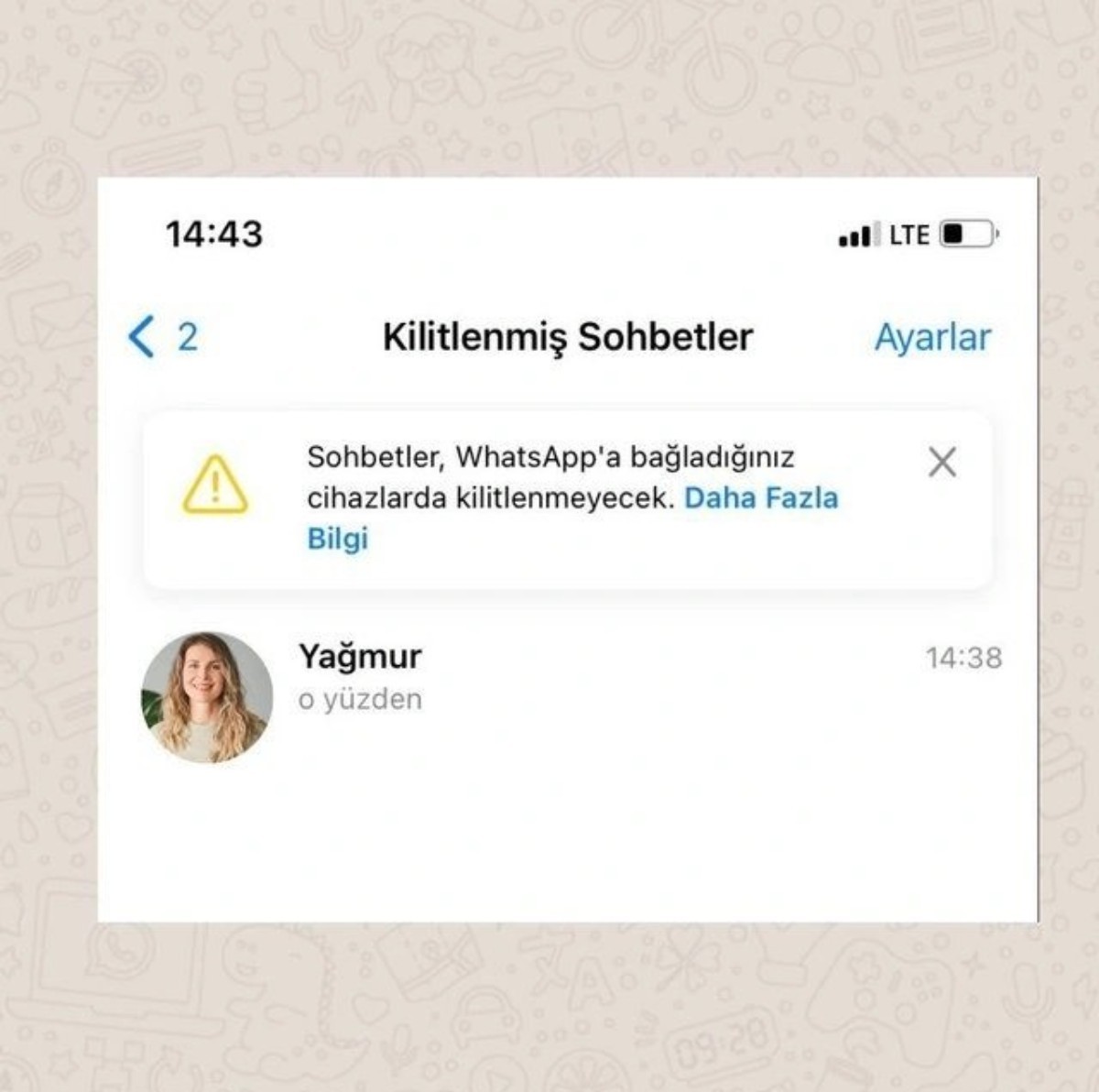 WhatsApp sohbetleri kilitleme