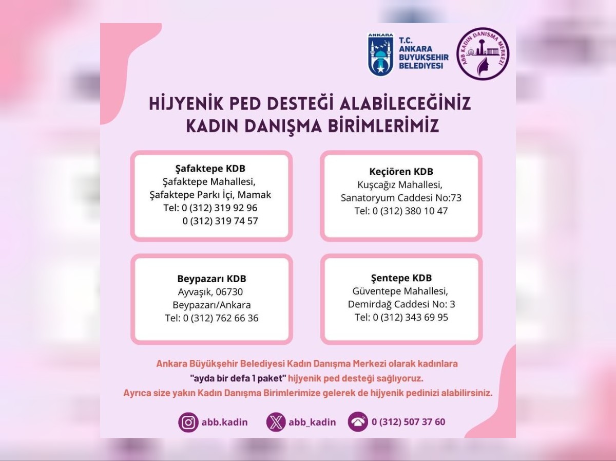 ANKARA'DA KADINLARA HER AY ÜCRETSİZ PED DESTEĞİ BAŞLIYOR!