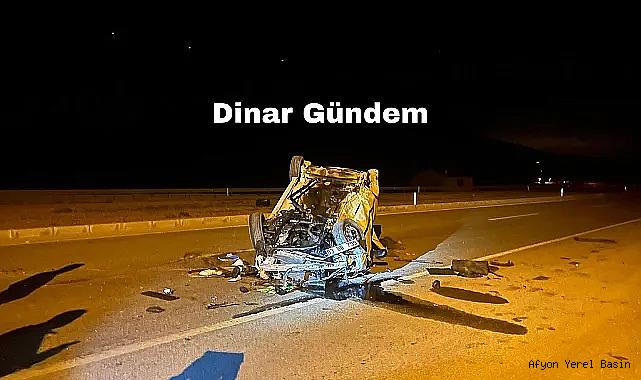Dinar Dikici Köyü mevkiinde bir otomobil takla attı