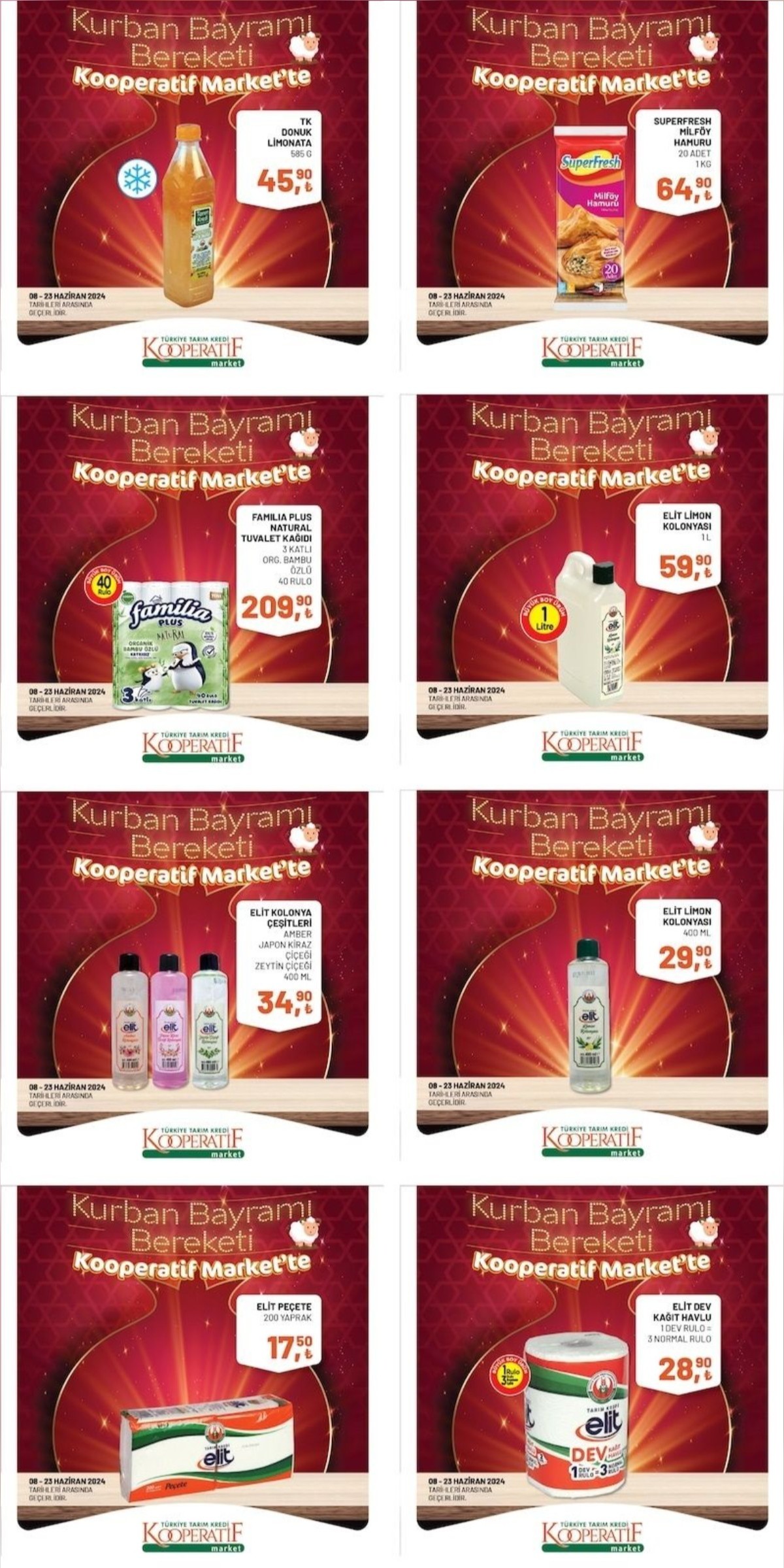 TARIM KREDİ MARKET 08-23 HAZİRAN 2024 FİYAT LİSTESİ