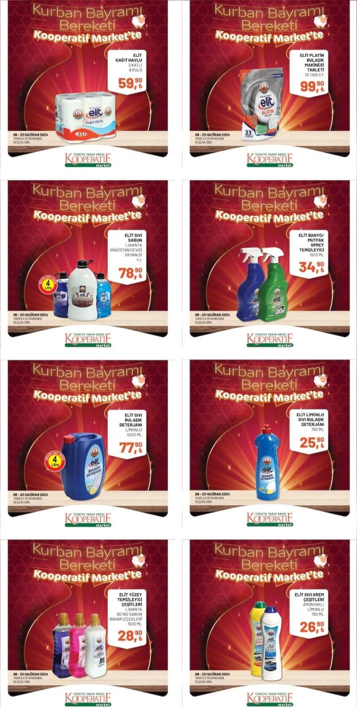 TARIM KREDİ MARKET 08-23 HAZİRAN 2024 FİYAT LİSTESİ