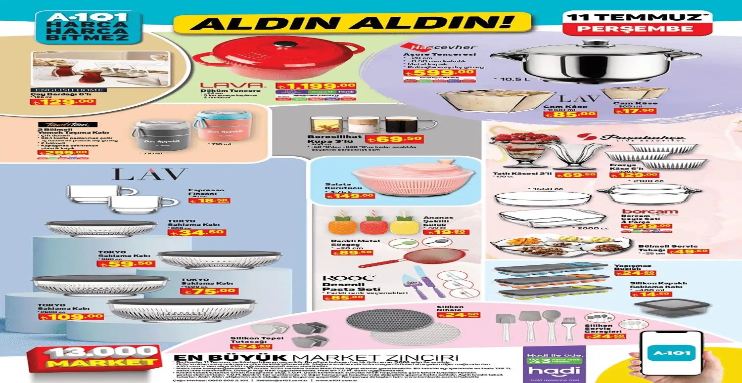 Tencere, tava, bardaklarda muhteşem indirim! A101 11-12-13-14 Temmuz aktüel ürünler kataloğu