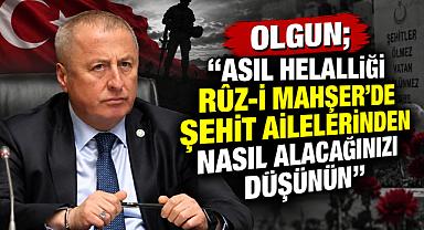 OLGUN; “ASIL HELALLİĞİ RÛZ-İ MAHŞER'DE ŞEHİT AİLELERİNDEN NASIL ALACAĞINIZI DÜŞÜNÜN”