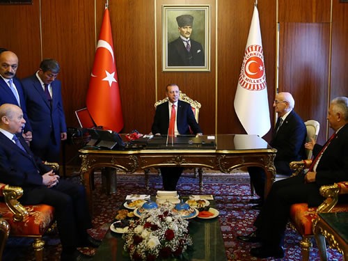 Cumhurbaşkanı Erdoğan, Başbakan Yıldırım Ve Mhp Lideri Bahçeli İle Görüştü