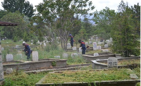 şuhut Asri Mezarlıkta Ot Biçimi Başladı