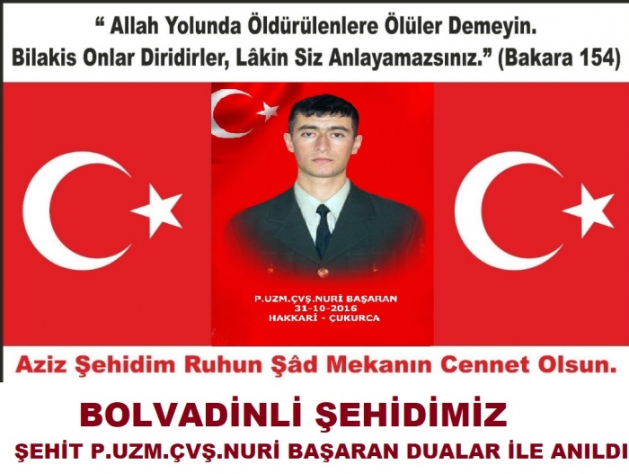 çukurca şehidimiz Nuri Başaran Dualar İle Anıldı