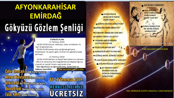 Emirdağ'da Gökyüzü Gözlem şenliği Düzenlenecek