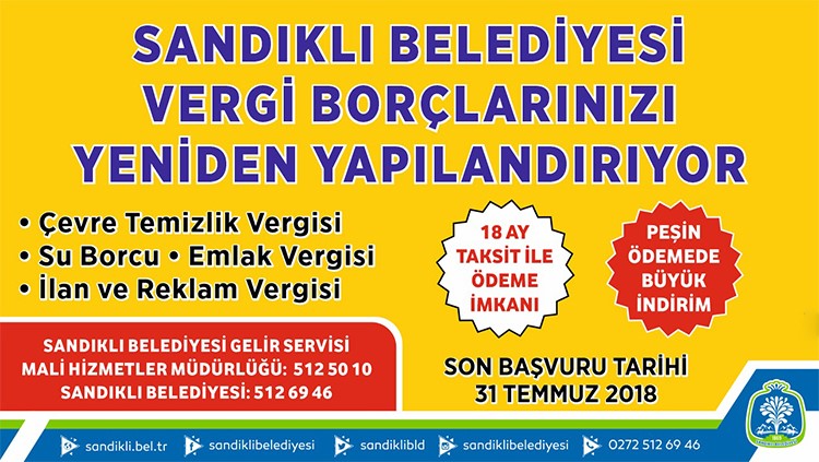 Sandıklı Belediyesinden Vergi Affı Müjdesi