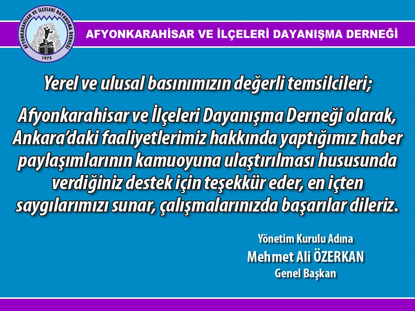 özerkan'dan Teşekkür Mesajı..