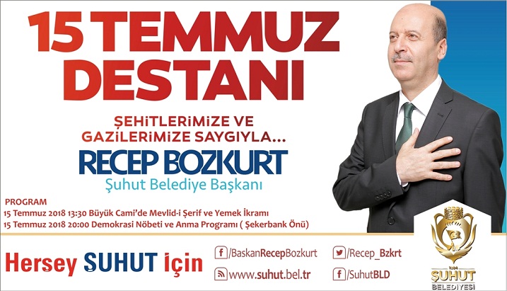 Başkan Bozkurt’tan 15 Temmuz Mesajı